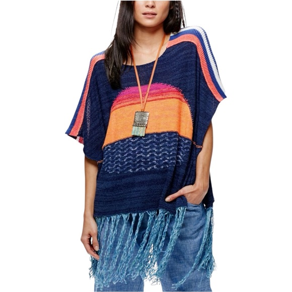 Free People Tops - FREE PEOPLE Sunset Fringe Knit Festival Boho Coverup Top | XS/S | Retail $168